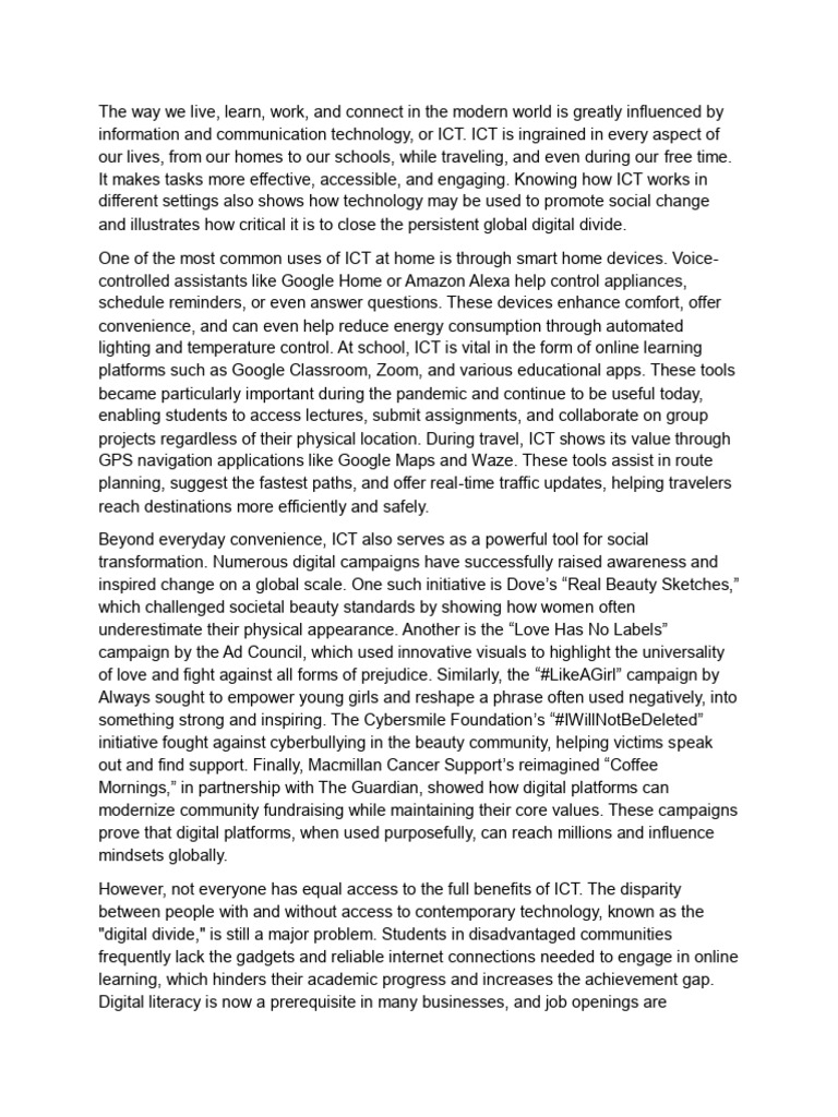 Impact of ICT on Daily Life and Society | PDF | Information And ...