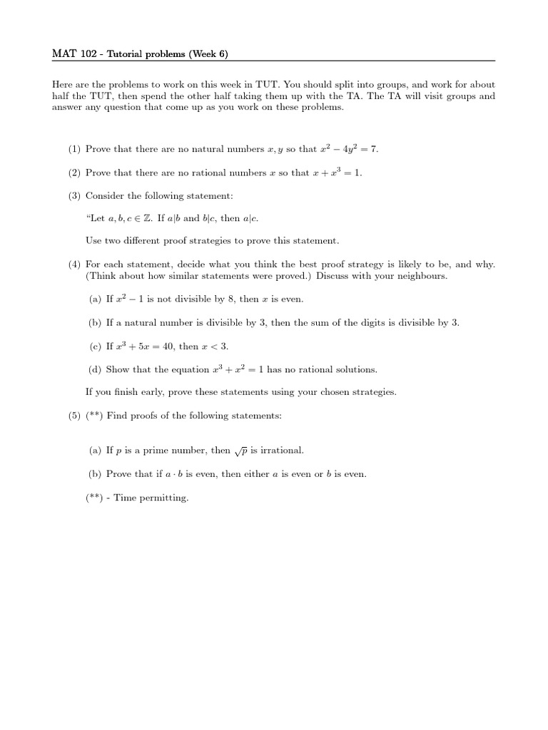 Tutorials Week 6 Andrew | PDF
