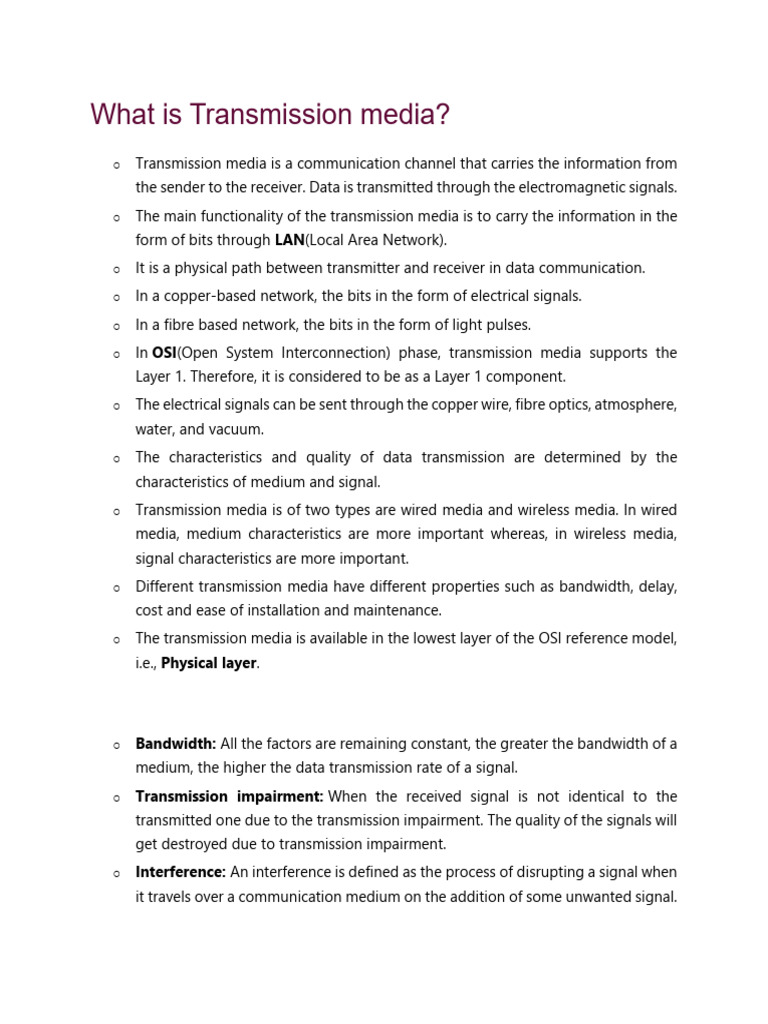 Understanding Transmission Media Types | PDF | Transmission Medium ...