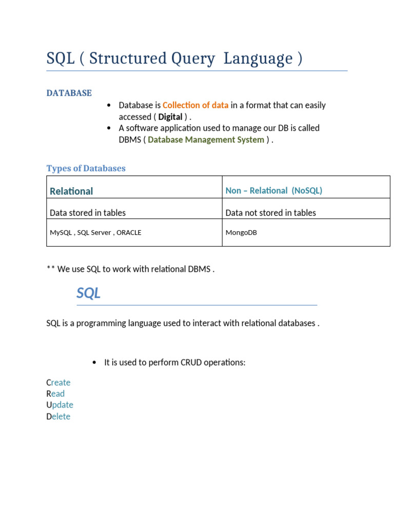 Introduction to SQL and Databases | PDF