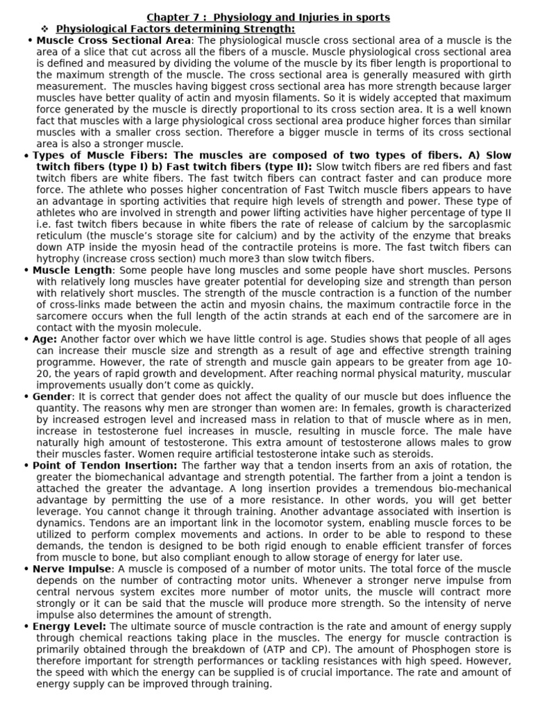 Chapter 7 Physiology and Injuries in Sports | PDF | Skeletal Muscle | Heart
