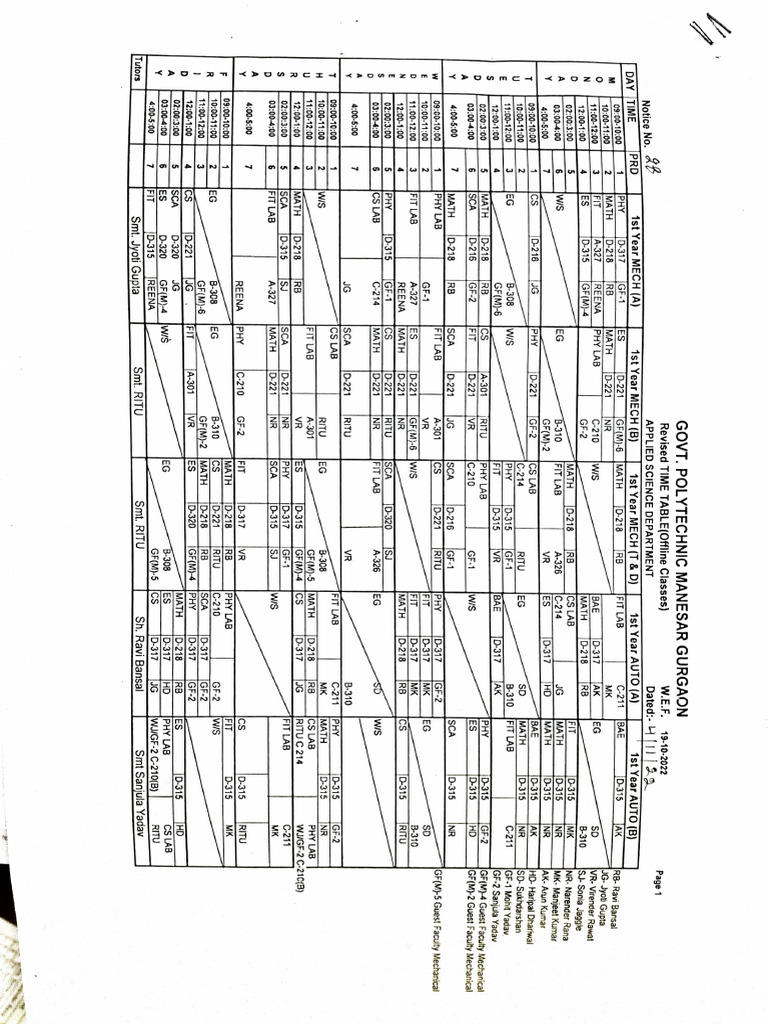 Time Table 041122 | PDF
