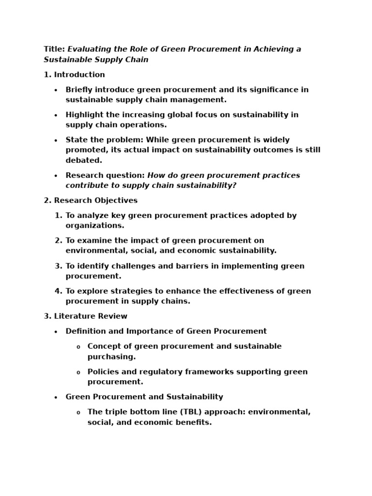 NG The Role of Green Procurement in Achieving A Sustainable Supply ...