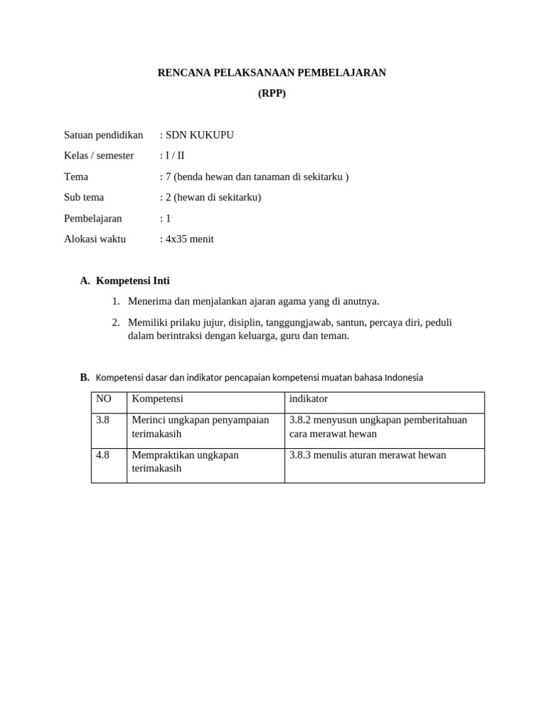 RPP RPP Hasanah | PDF