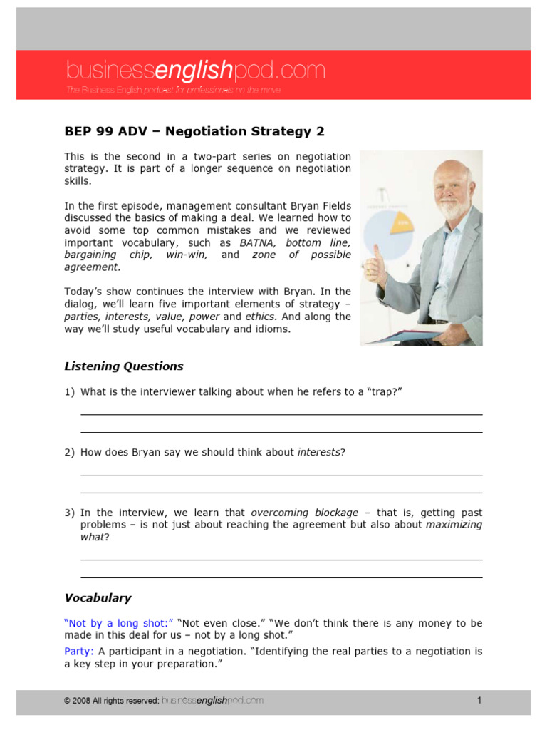 Advanced Negotiation Strategies Part 2 | PDF | Negotiation | Corporate ...
