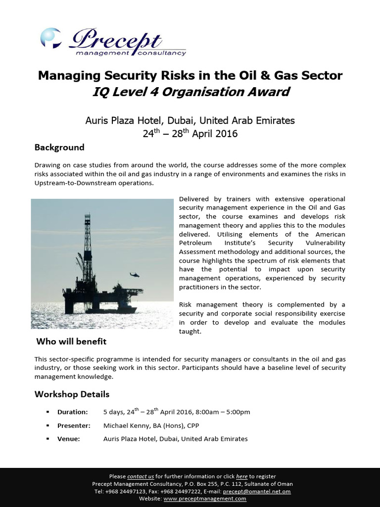 Managing Security Risks in The Oil & Gas Sector | PDF | United Arab ...