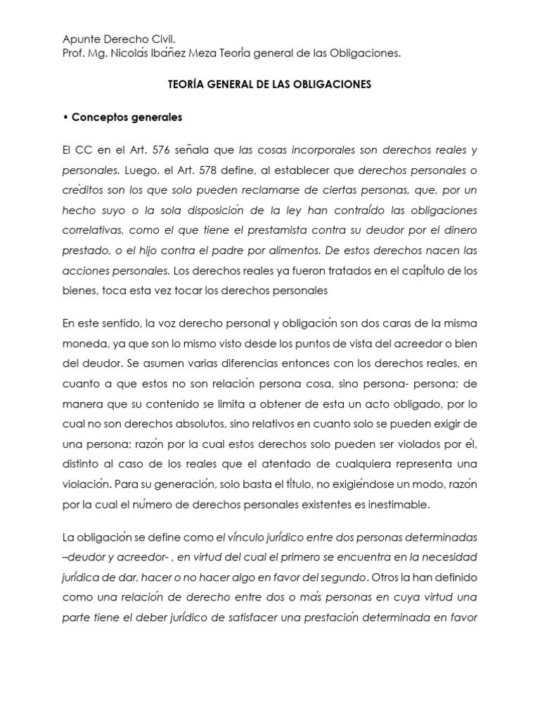 Teoría de las Obligaciones en Derecho Civil | PDF | Pagos | Estatuto de ...