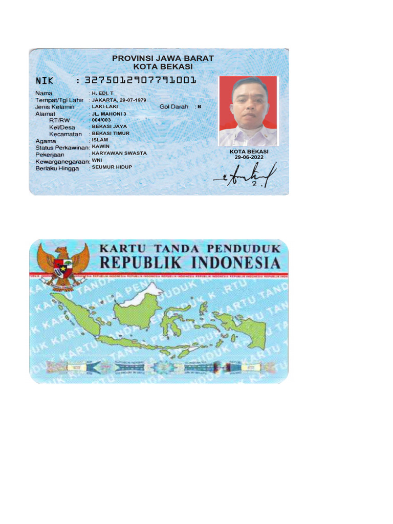 KTP Seumur Hidup H. Edi T. di Bekasi | PDF