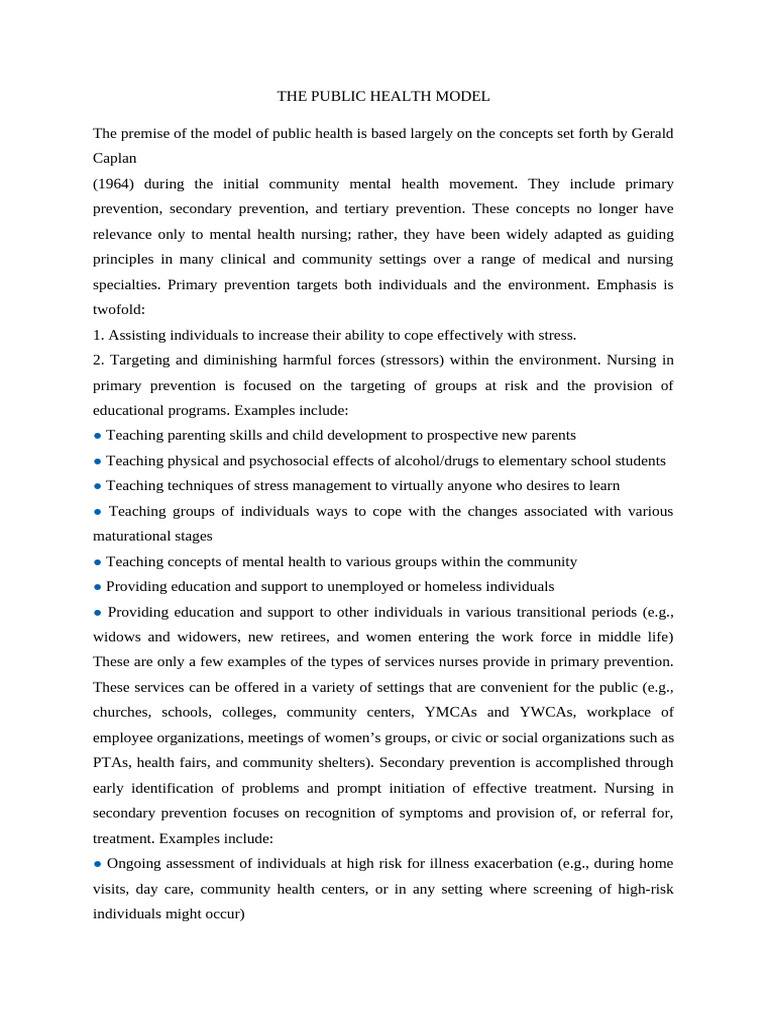 The Public Health Model | PDF | Psychiatry | Mental Health
