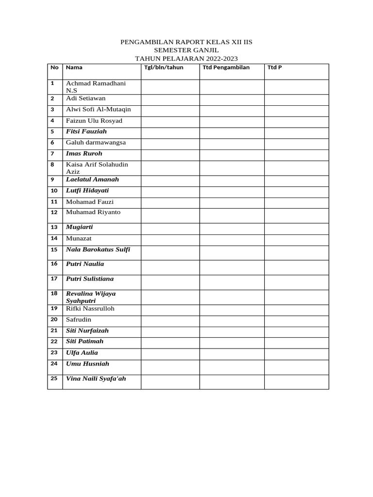 Pengambilan Raport Kelas Xiiiis | PDF