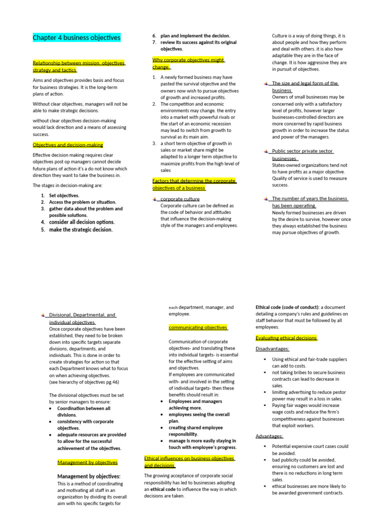 Chapter 4 Notes | PDF | Employment | Decision Making