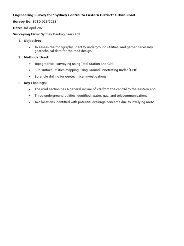 Sydney Urban Road Engineering Survey 2023 | PDF