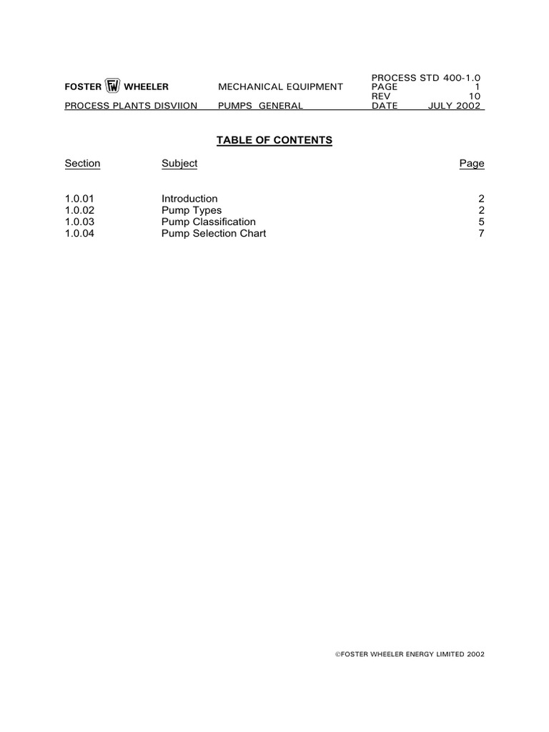 STD 400-1.0 Pump Specifications Guide | PDF | Pump | Liquids