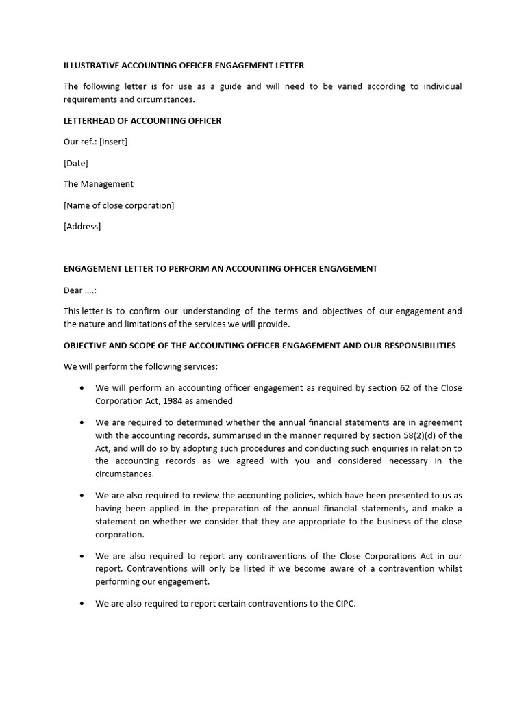 Illustrative Engagement Letter AO | PDF | Audit | Indemnity