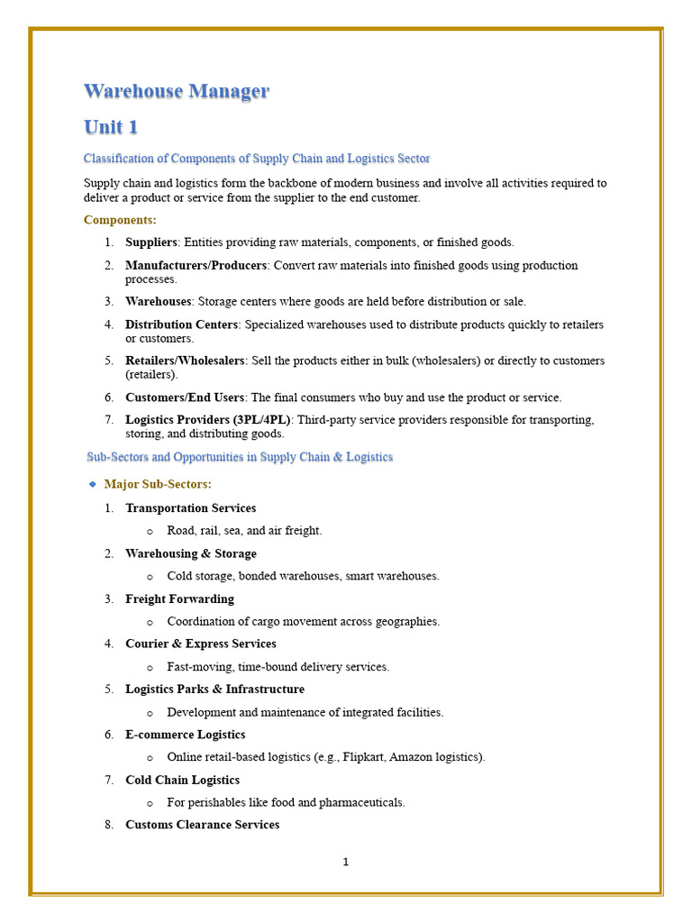 Warehouse Manager Responsibilities Guide | PDF | Warehouse | Logistics