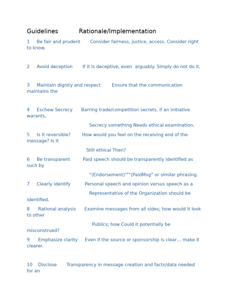Ethical Communication Guidelines | PDF
