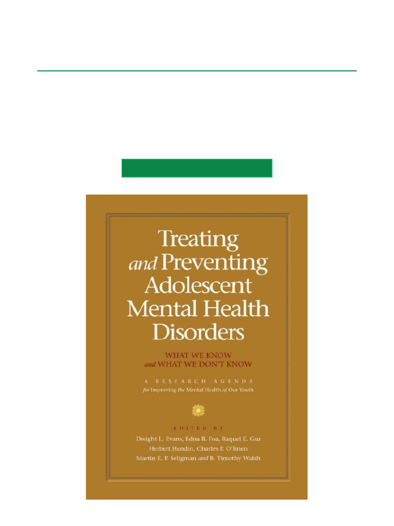 Treating and Preventing Adolescent Mental Health Disorders What We Know ...