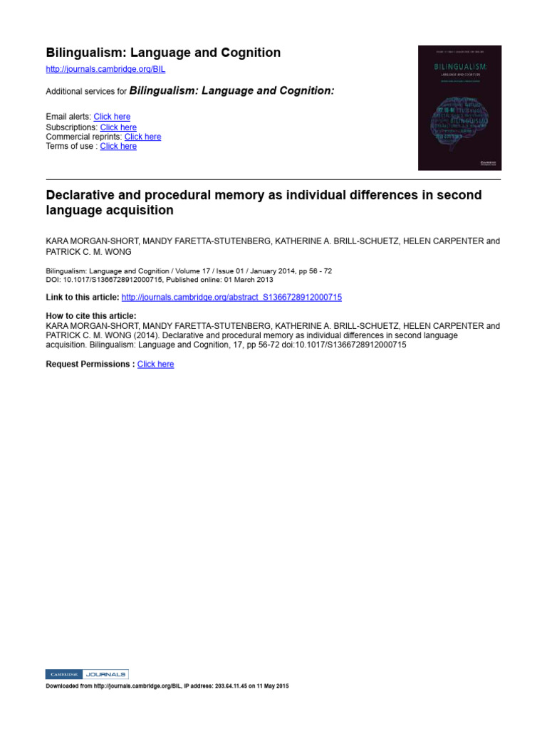 Morgan Short | PDF | Second Language Acquisition | Second Language