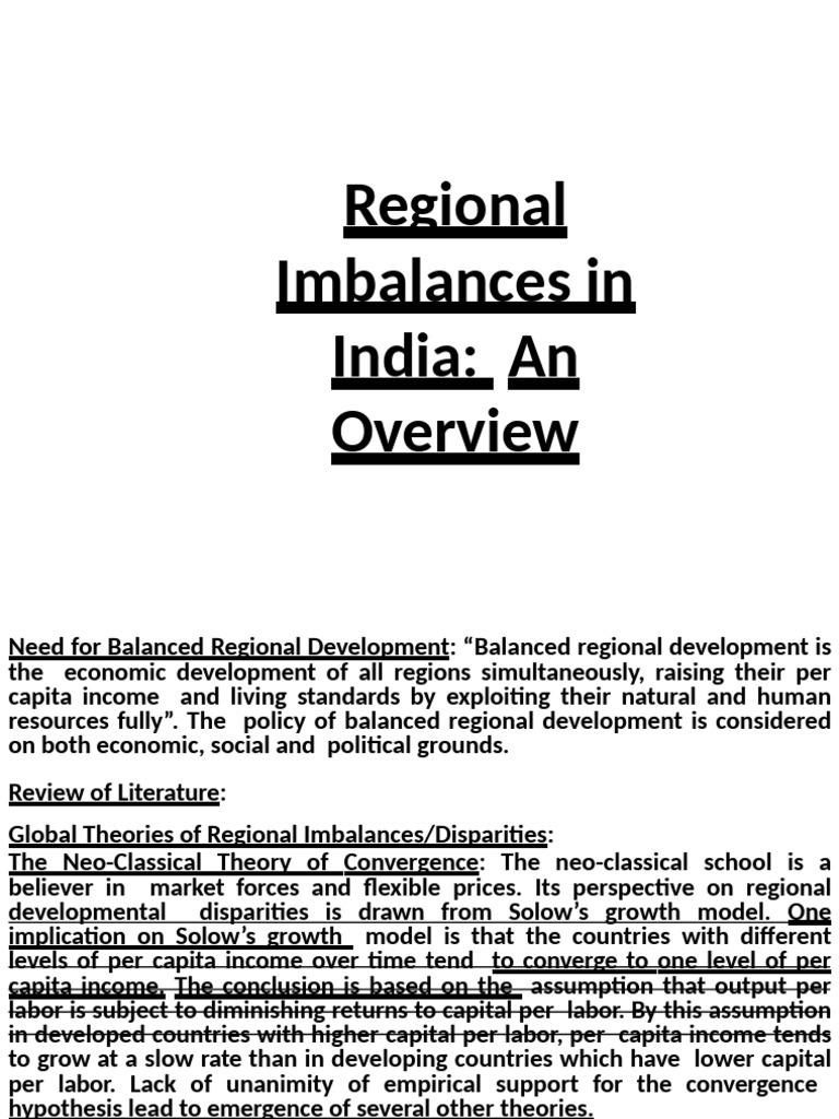 Regional Imbalance in India | PDF | Economic Growth | Economics
