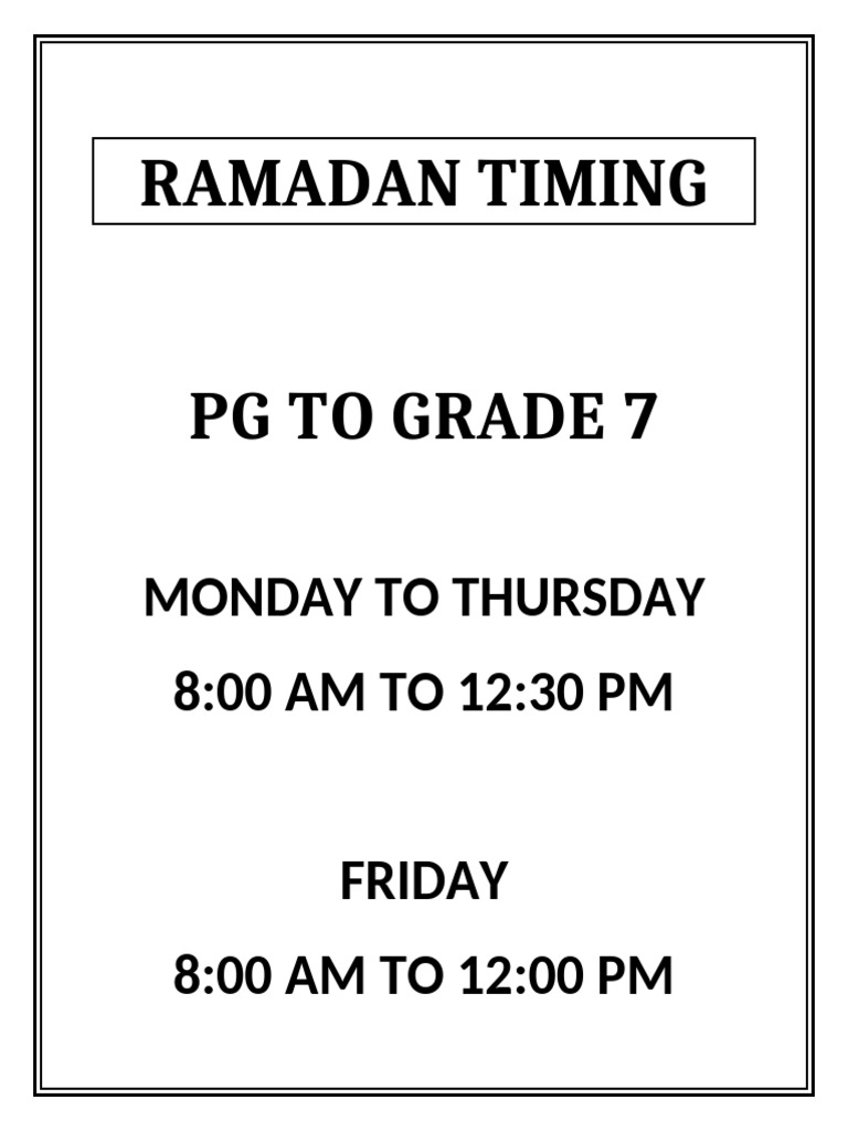 Ramadan Timming | PDF