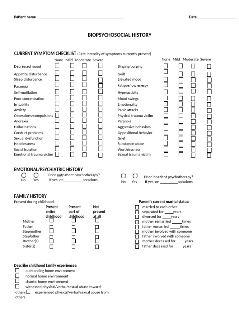 Comprehensive Psychosocial Assessment | PDF | Anxiety | Substance Abuse