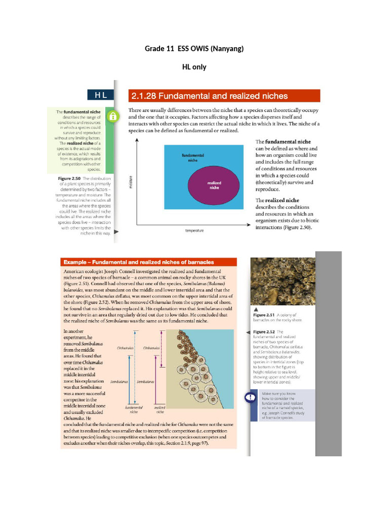 Grade_11_OWIS_ESS_HL_Niches | PDF