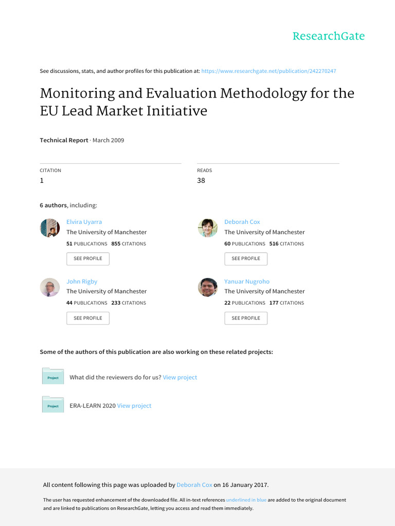 EU Lead Market Initiative Evaluation Guide | PDF | Innovation | Evaluation