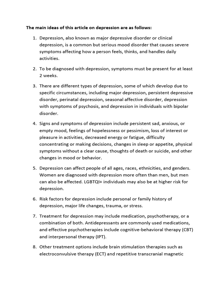 Main | PDF | Major Depressive Disorder | Mental Disorder