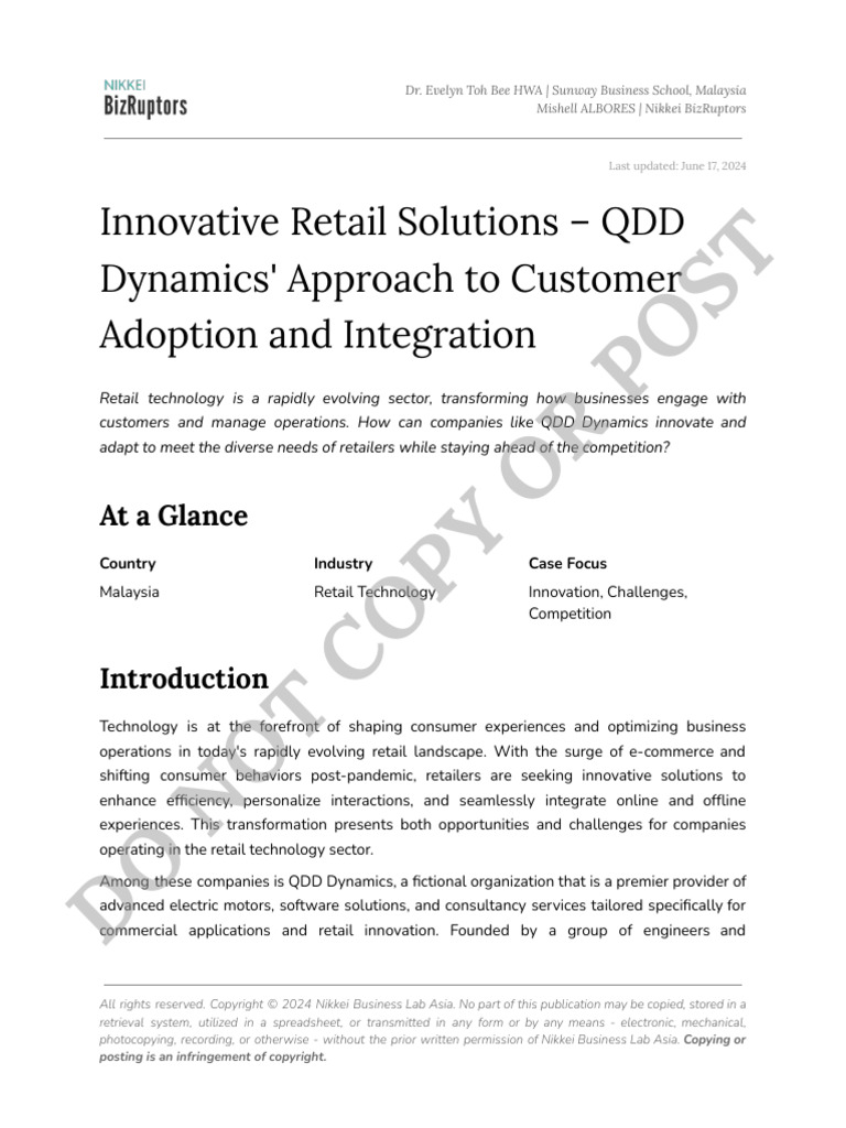 QDD Dynamics: Innovating Retail Tech | PDF | Retail | E Commerce