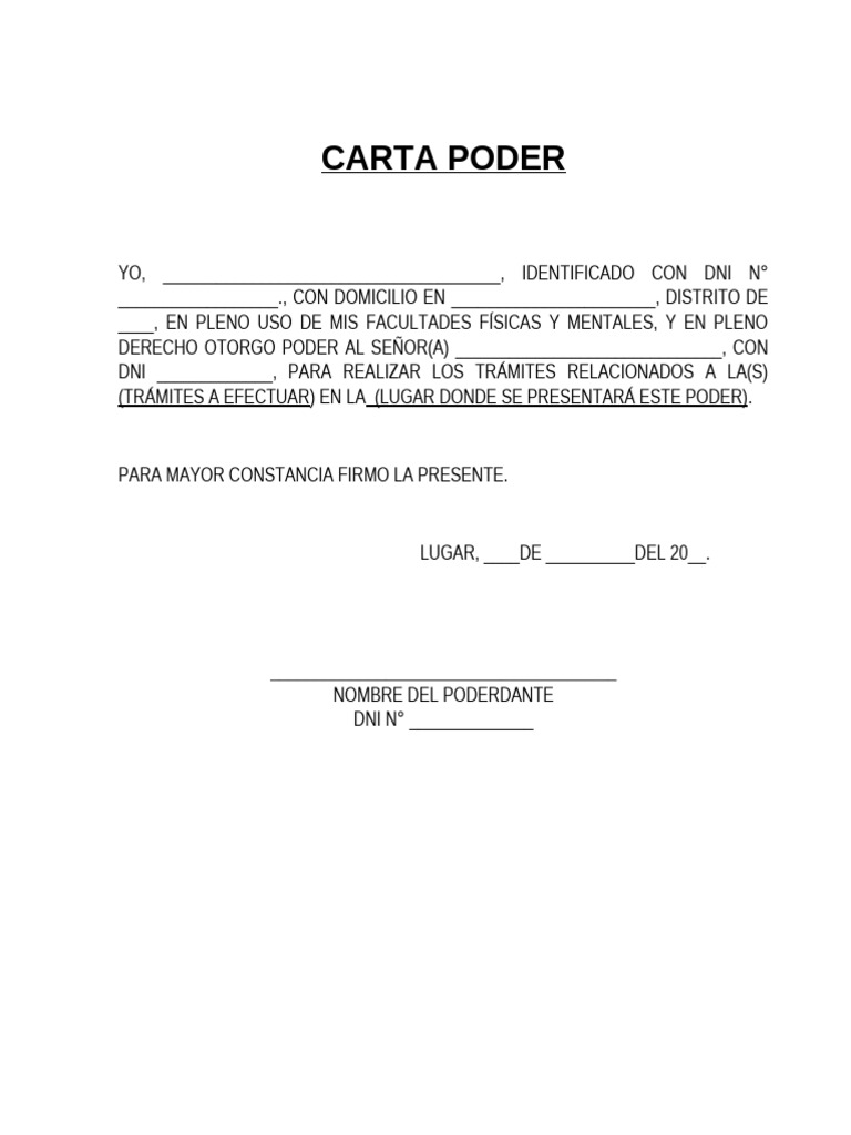 Modelo de Carta Poder Simple | PDF