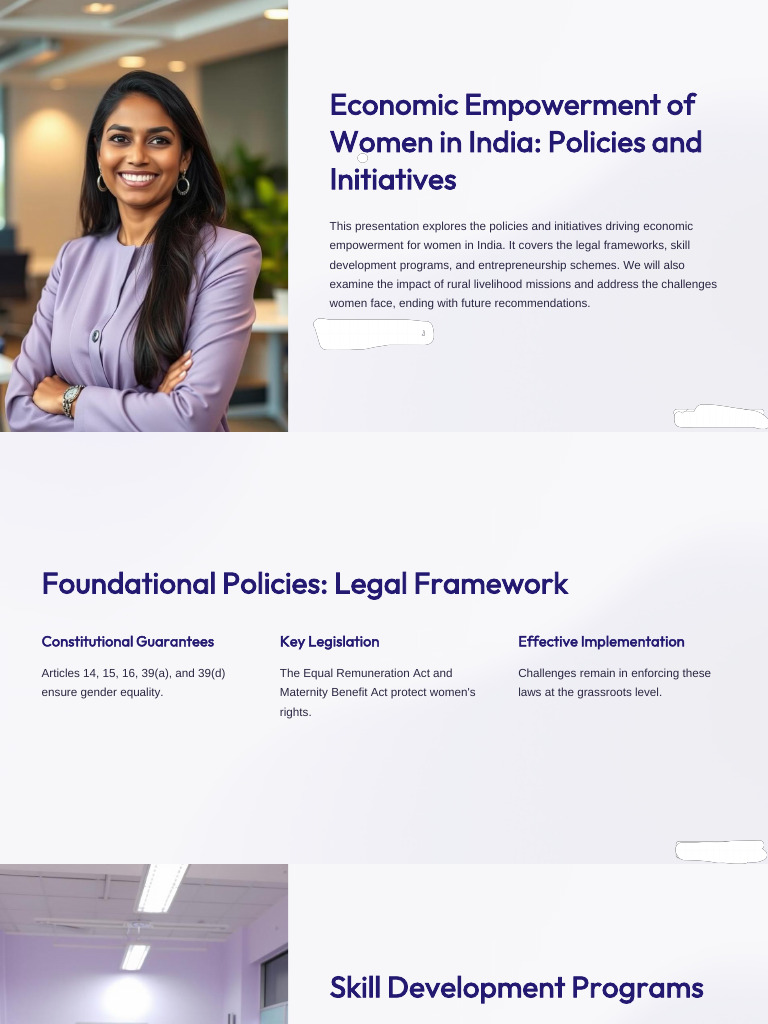 Economic Empowerment of Women in India Policies and Initiatives | PDF ...