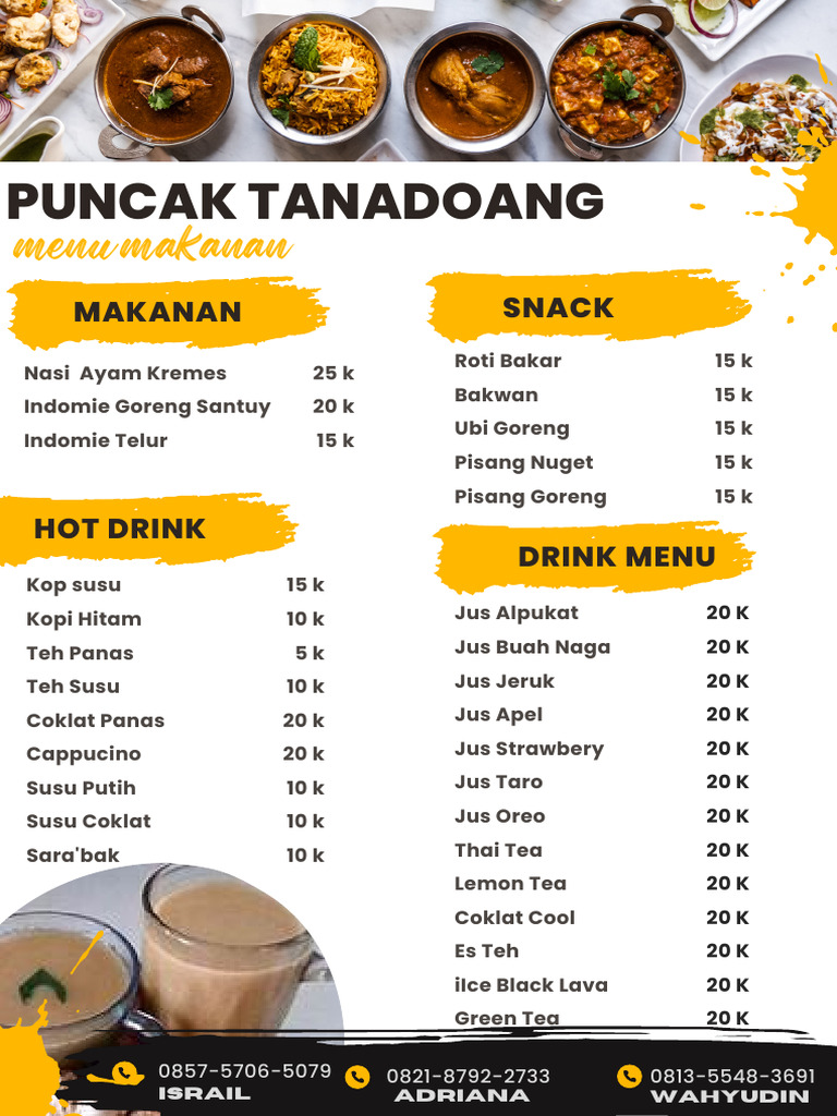 Menu Puncak Tanadoang | PDF | Tea | Food And Drink