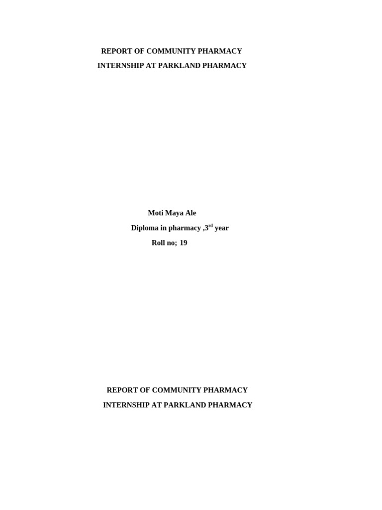 Report of Community Pharmacy | PDF