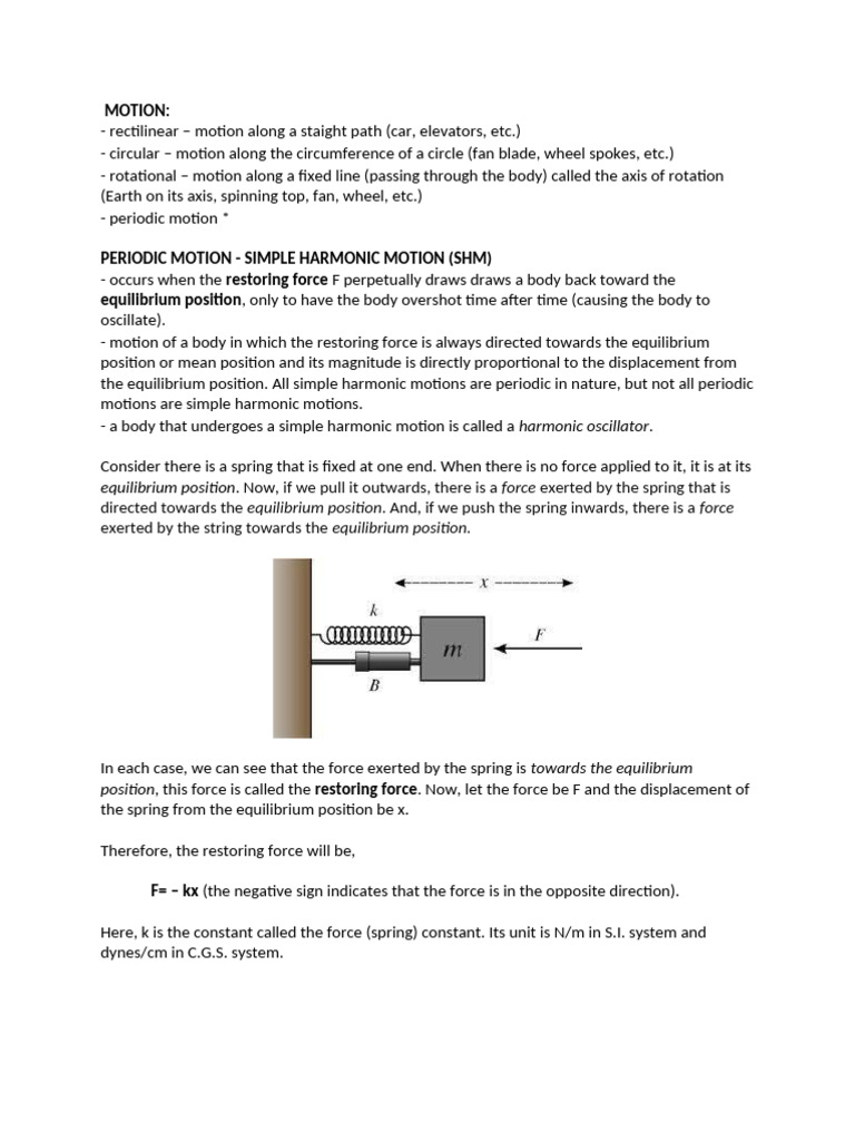 Types and Concepts of Motion Explained | PDF | Frequency | Pendulum