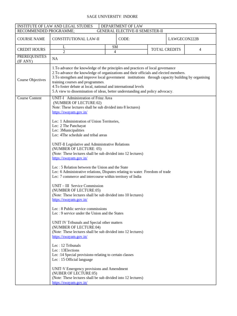 Constitutional Law II Syllabus | PDF | Justice | Crime & Violence