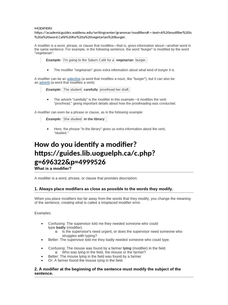 Understanding Modifiers in English | PDF | Adverb | Adjective
