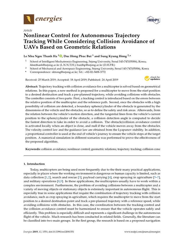 UAV Trajectory Tracking with Collision Avoidance | PDF | Computer ...