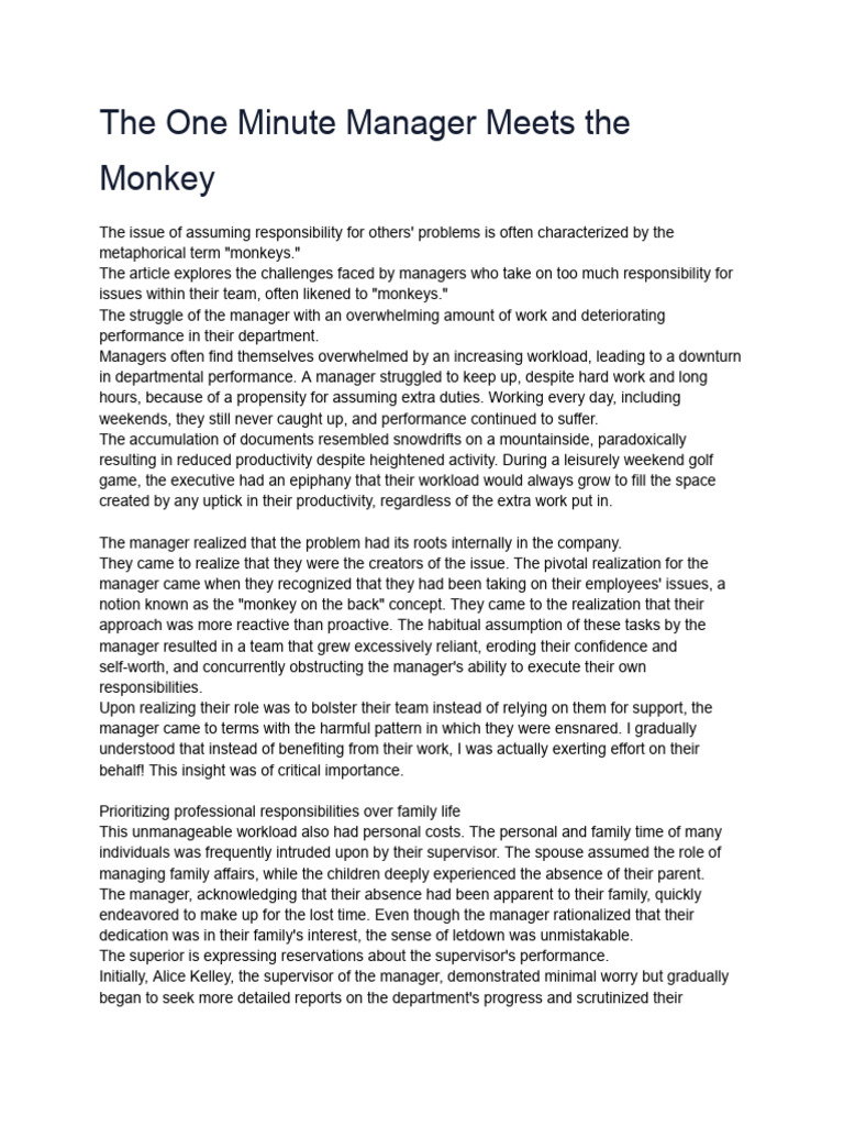 Managing Monkeys: Empowering Teams | PDF | Business | Social Psychology