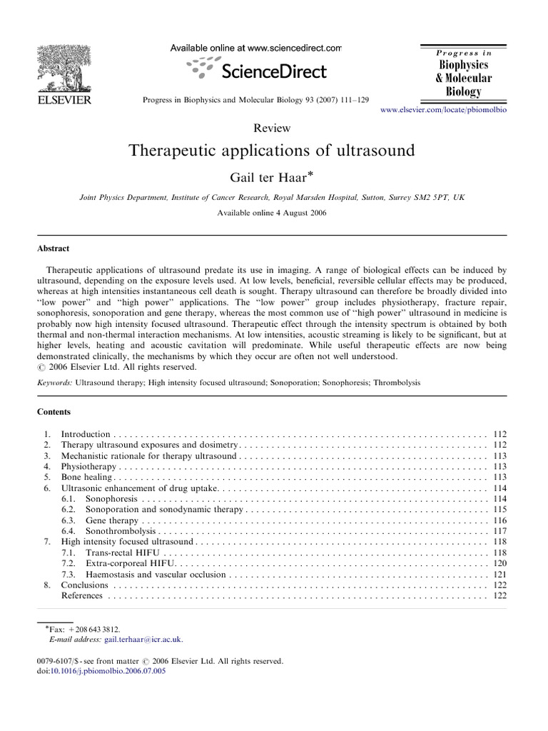 Ultrasound Therapy: Mechanisms and Applications | PDF | Ultrasound ...