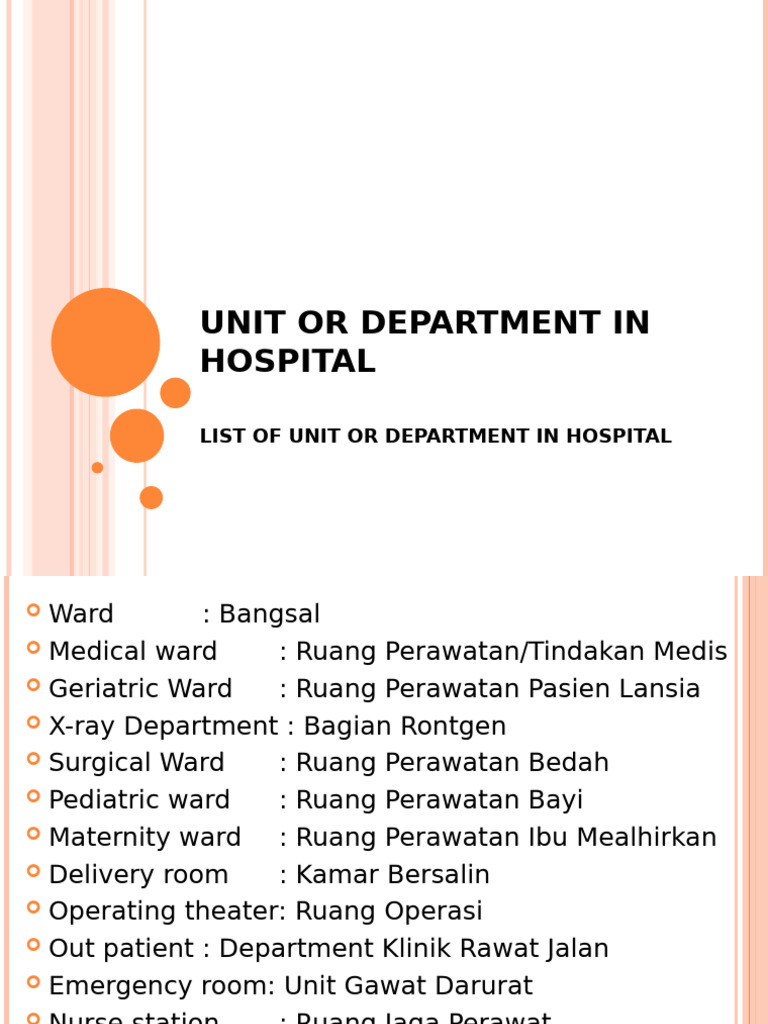 Hospital Unit and Direction Guide | PDF | Hospital | Health Sciences