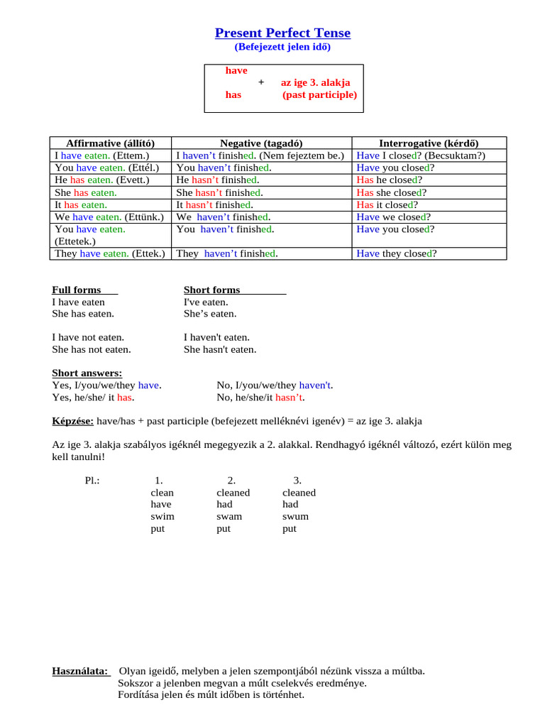 Present Perfect Tense | PDF