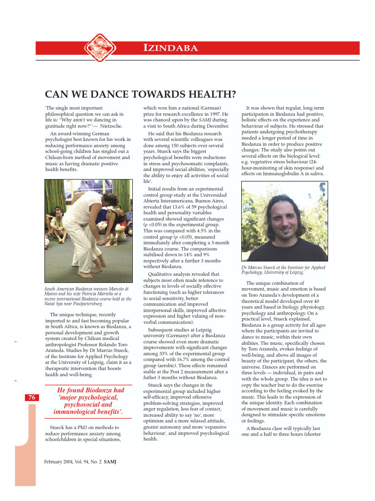 Can We Dance Towards Health | PDF | Psychology | Behavioural Sciences