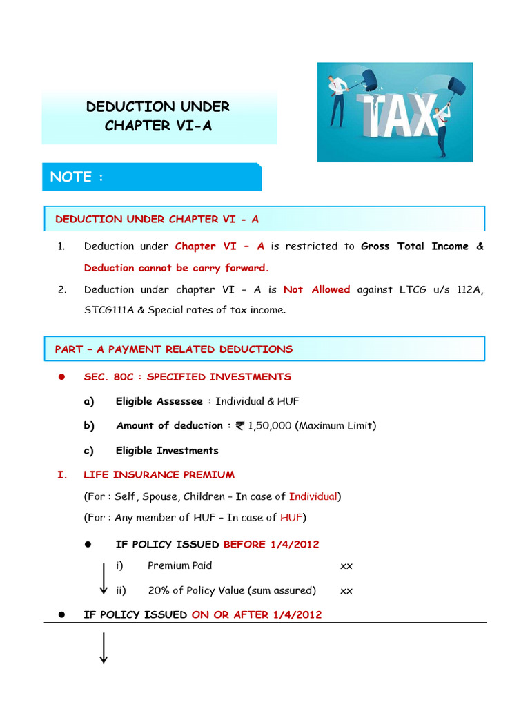 Chapter VI-A Deductions Explained | PDF | Financial Services