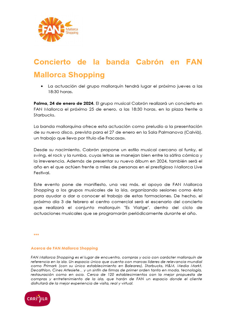 NdP FAN Mallorca acoge el concierto de la banda Cabrขn | PDF | España