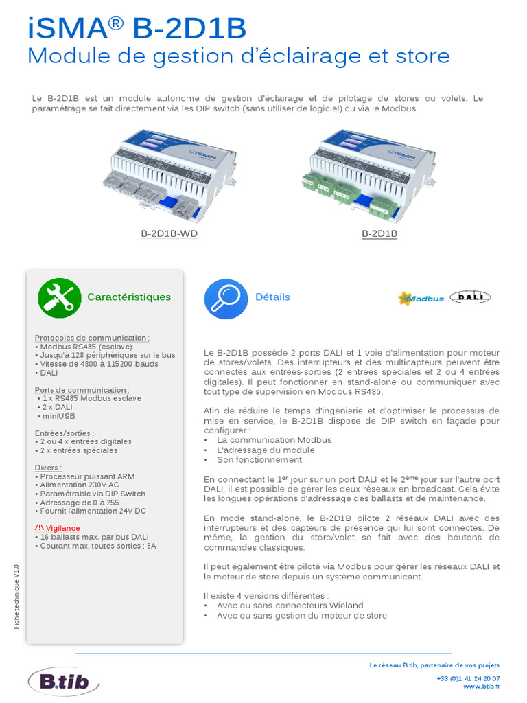 Module de gestion iSMA B-2D1B | PDF | Interrupteur | Matériel informatique