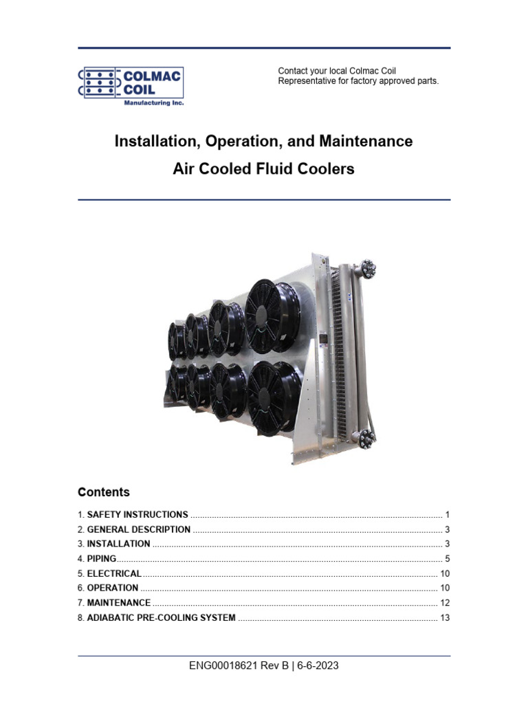 Colmac Coil Air Cooled Coolers Manual | PDF | Engineering ...