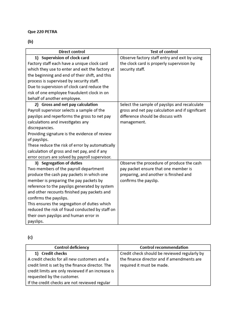 Payroll and Control Recommendations | PDF | Accounts Payable | Audit