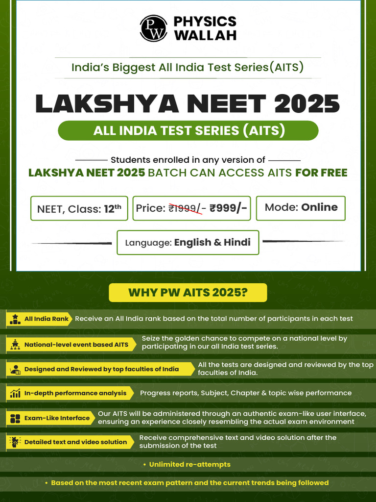 NEET 2025 All India Test Series Overview | PDF | Electromagnetic ...