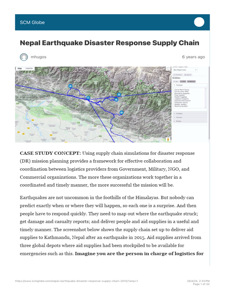 Nepal Earthquake Disaster Response Supply Chain SCM Globe | PDF ...