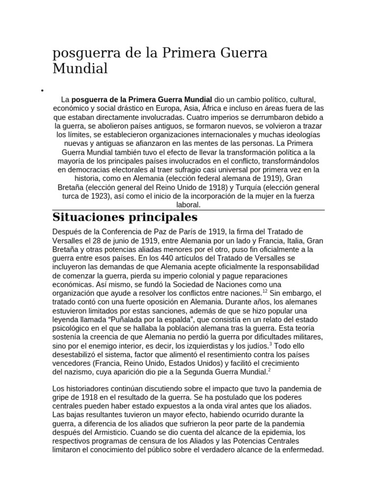 Impacto de la Posguerra en Europa | PDF | Primera Guerra Mundial ...